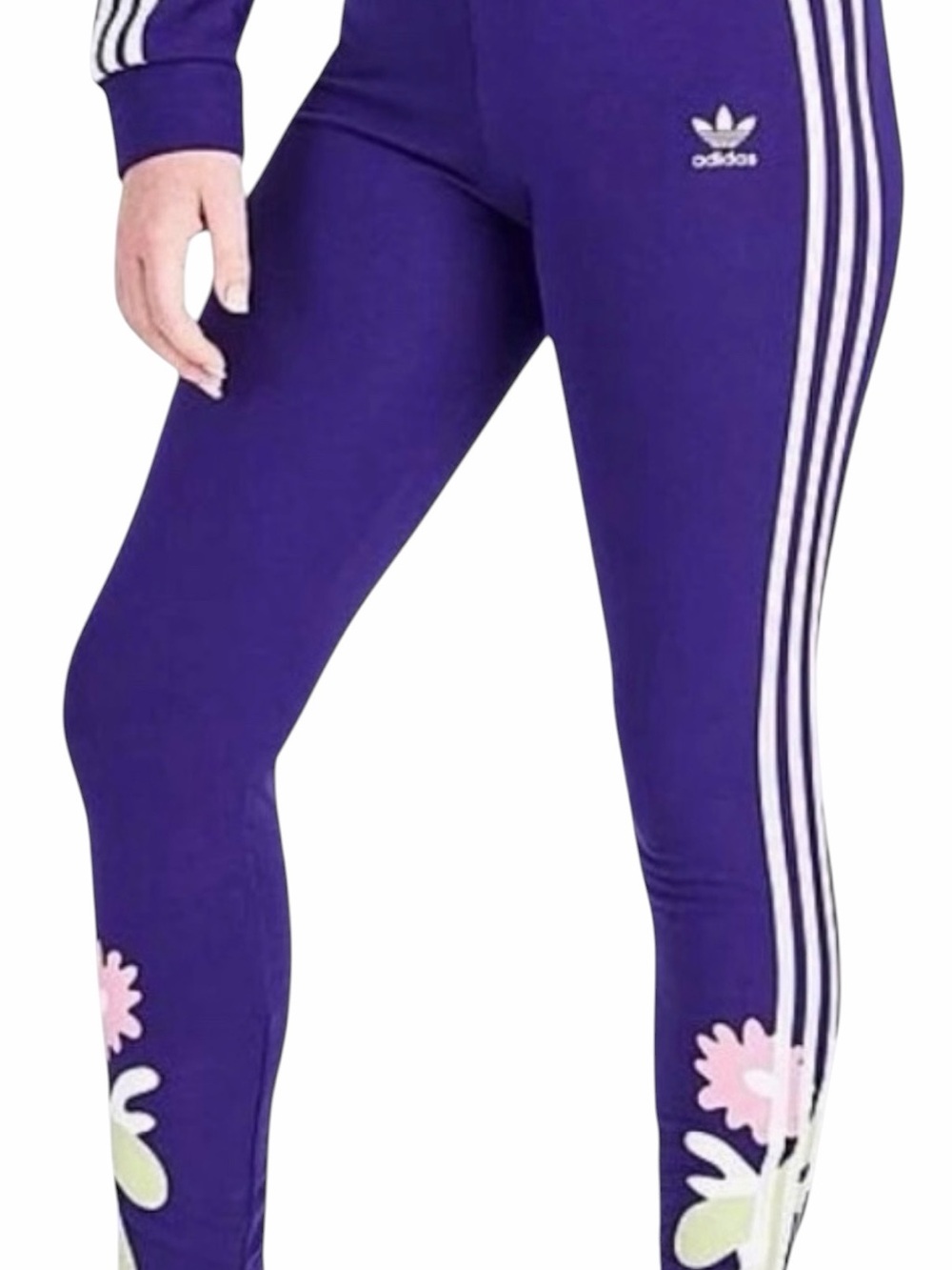 Adidas Original Girls Indigo/white Floral Leggings ~Young  Sz Large NTW